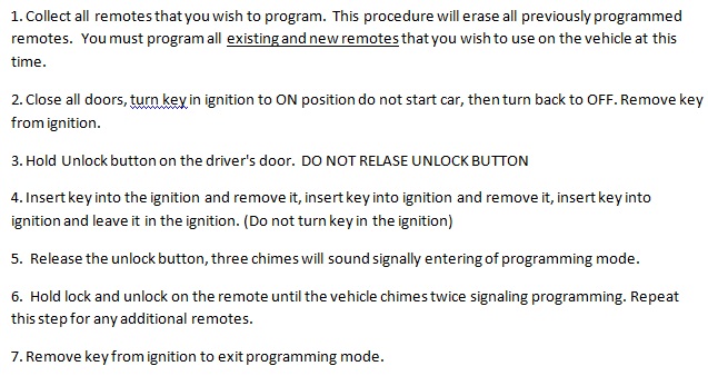 How To Program A Buick Remote