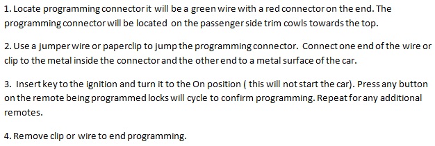 Free Keyless Entry Remote Programming