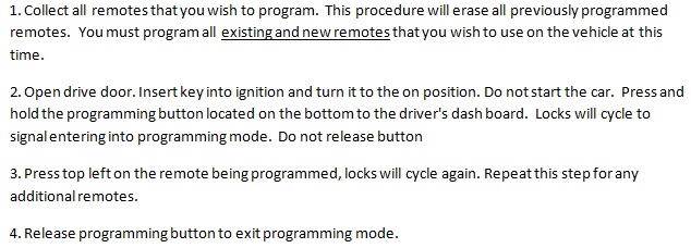 Free Keyless Entry Remote Programming