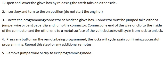 Free Keyless Entry Remote Programming