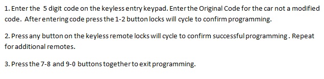 Free Keyless Entry Remote Programming