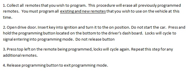 Free Keyless Entry Remote Programming