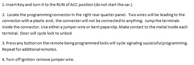 Free Keyless Entry Remote Programming