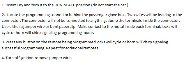 Free Keyless Entry Remote Programming