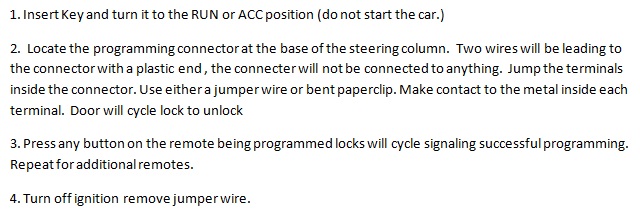 Free Keyless Entry Remote Programming