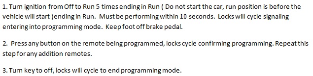 Free Keyless Entry Remote Programming