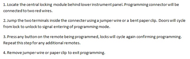 Free Keyless Entry Remote Programming