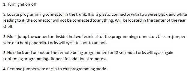 Free Keyless Entry Remote Programming