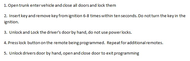 Free Keyless Entry Remote Programming