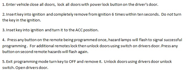 Free Keyless Entry Remote Programming