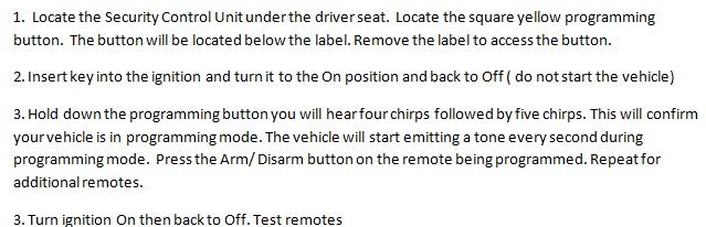 Free Keyless Entry Remote Programming
