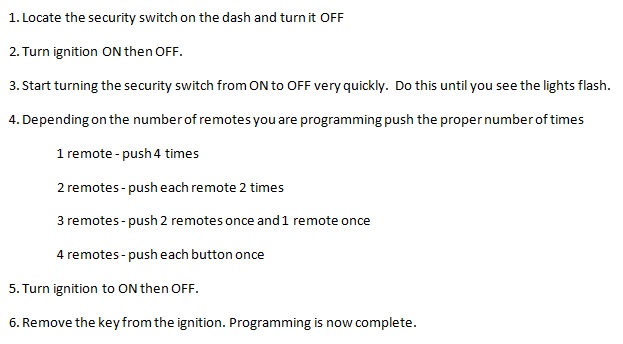 Free Keyless Entry Remote Programming
